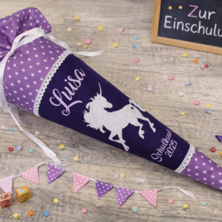 Schultüte Glitzereinorn bedruckt